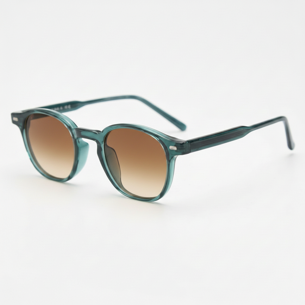 Tina Brown Gradient Lens Sunglasses - Green Round TR90 Frame - Side View