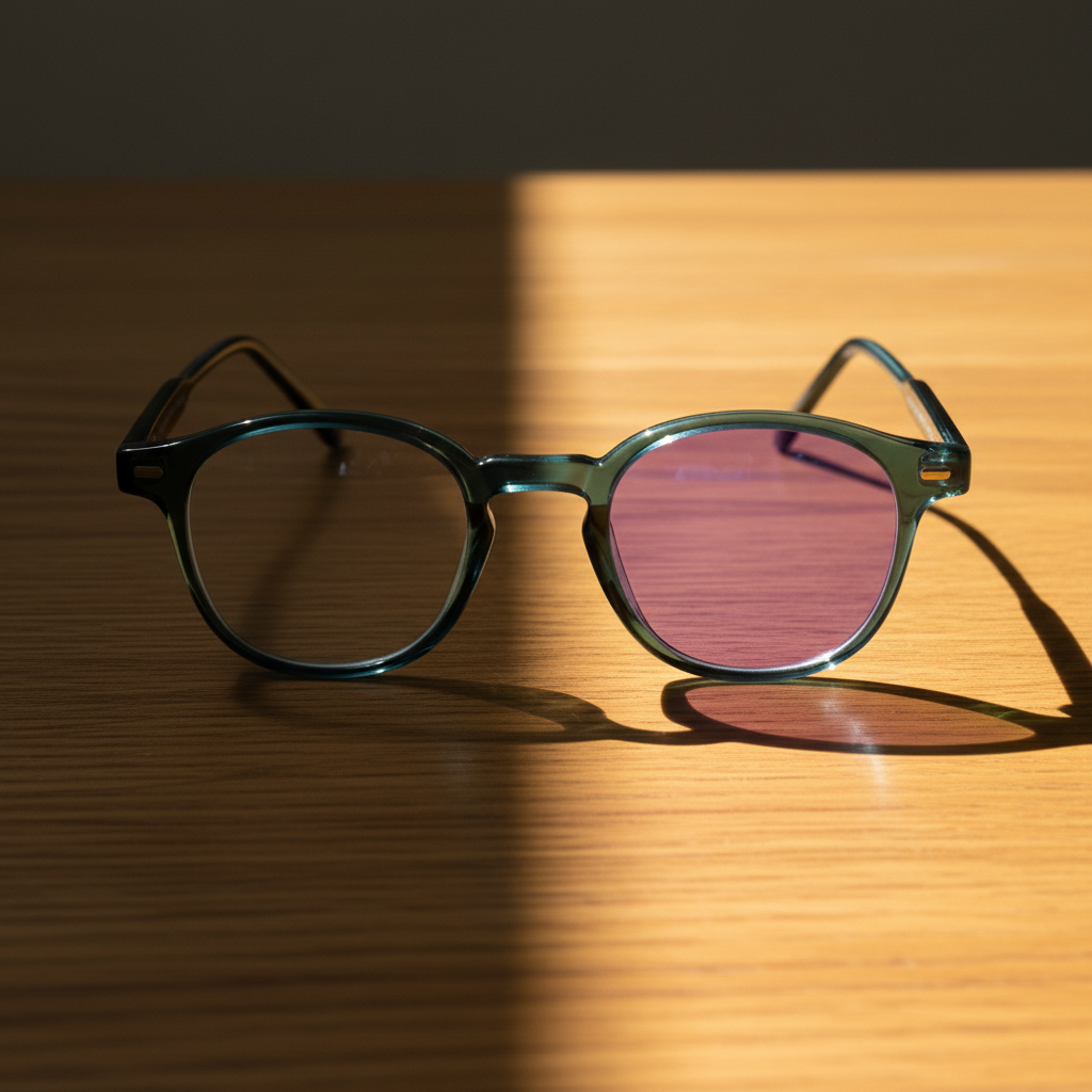 Tina Purple Photochromic Lens Glasses - Green Round TR90 Frame - Lifestyle Shot