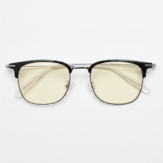 Vicky Blue Light Lens Glasses - Silver Browline TR90 Frame - Front View