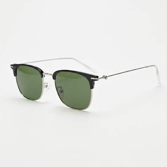 Vicky Green Tinted Lens Sunglasses - Silver Browline TR90 Frame - Side View