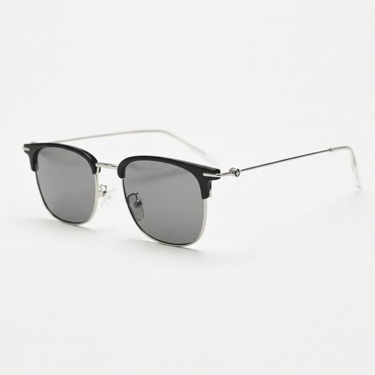Vicky Grey Tinted Lens Sunglasses - Silver Browline TR90 Frame - Side View