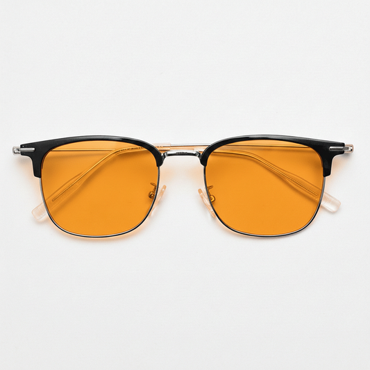 Vicky Orange Tinted Lens Sunglasses - Silver Browline TR90 Frame - Front View
