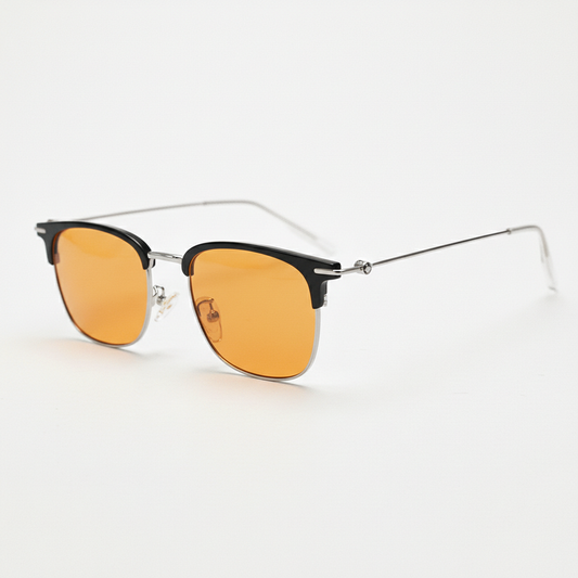 Vicky Orange Tinted Lens Sunglasses - Silver Browline TR90 Frame - Side View