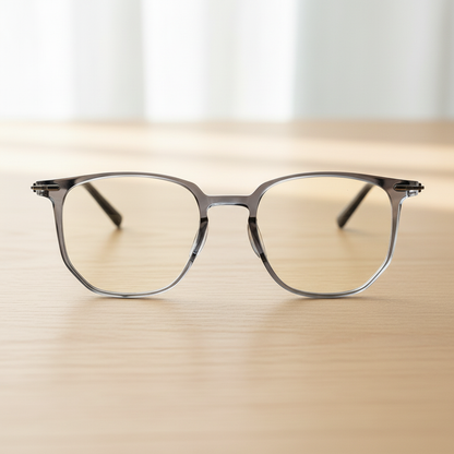 Yetta Blue Light Lens Glasses - Transparent gray Geometric TR90 Frame - Lifestyle Shot