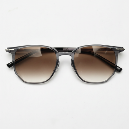 Yetta Brown Gradient Lens Sunglasses - Transparent gray Geometric TR90 Frame - Front View