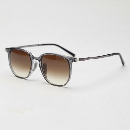 Yetta Brown Gradient Lens Sunglasses - Transparent gray Geometric TR90 Frame - Side View