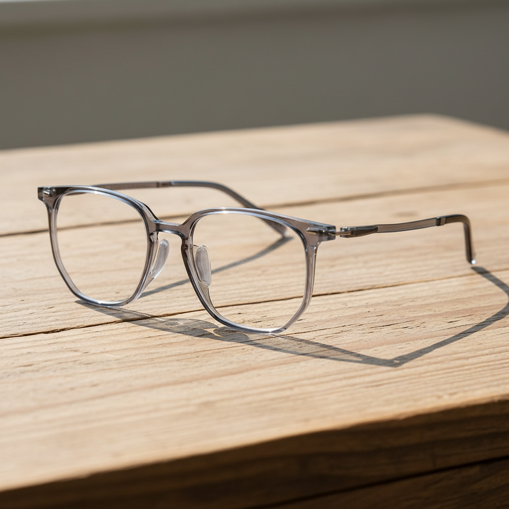 Yetta Clear Lens Glasses - Transparent gray Geometric TR90 Frame - Lifestyle Shot