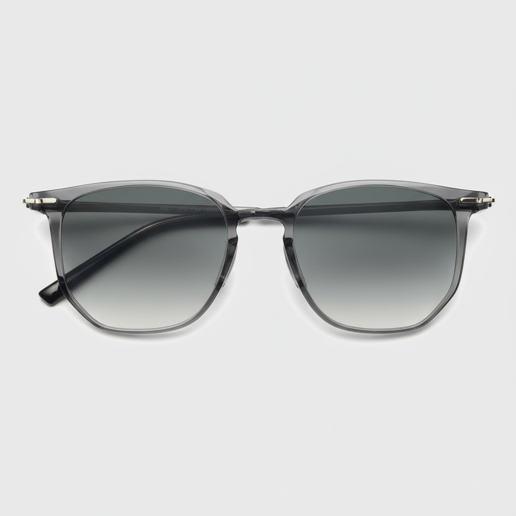 Yetta Grey Gradient Lens Sunglasses - Transparent gray Geometric TR90 Frame - Front View