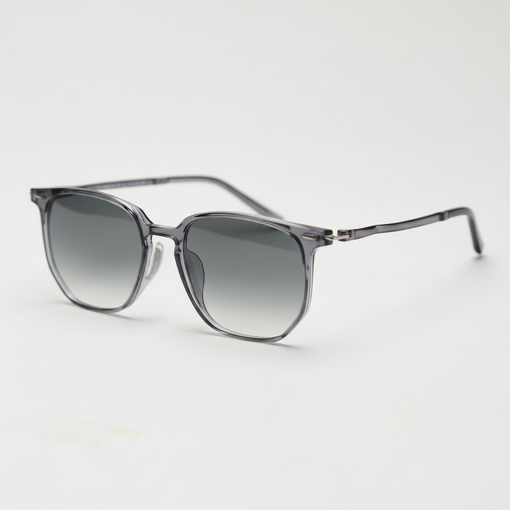 Yetta Grey Gradient Lens Sunglasses - Transparent gray Geometric TR90 Frame