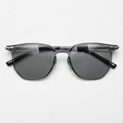 Yetta Grey Tinted Lens Sunglasses - Transparent gray Geometric TR90 Frame - Front View