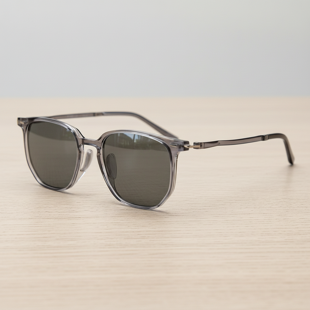 Yetta Grey Tinted Lens Sunglasses - Transparent gray Geometric TR90 Frame