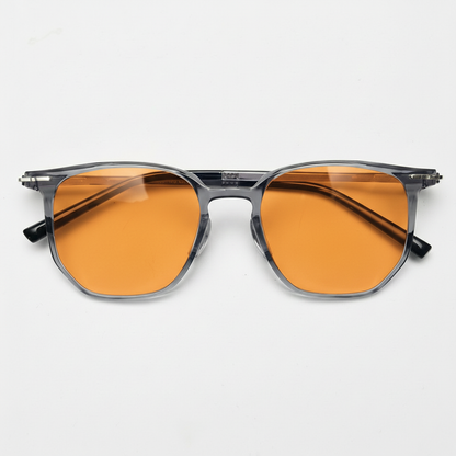 Yetta Orange Tinted Lens Sunglasses - Transparent gray Geometric TR90 Frame - Front View