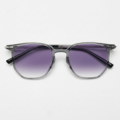 Yetta Purple Gradient Lens Sunglasses - Transparent gray Geometric TR90 Frame - Front View