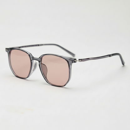 Yetta Rose Tinted Lens Sunglasses - Transparent gray Geometric TR90 Frame FL-41 Glasses - Side View