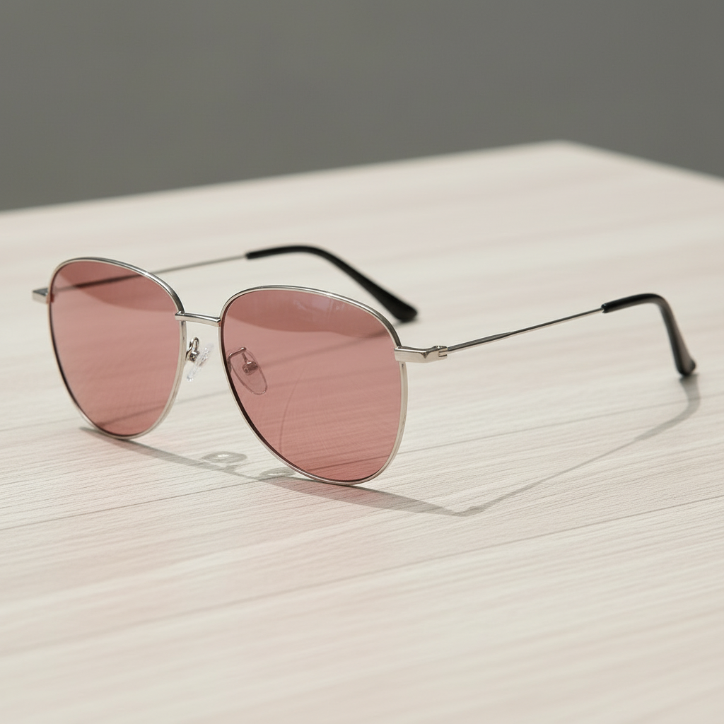 Zoe Rose Tinted Lens Sunglasses - Silver Aviator Metal Frame FL-41 Glasses - Lifestyle Shot