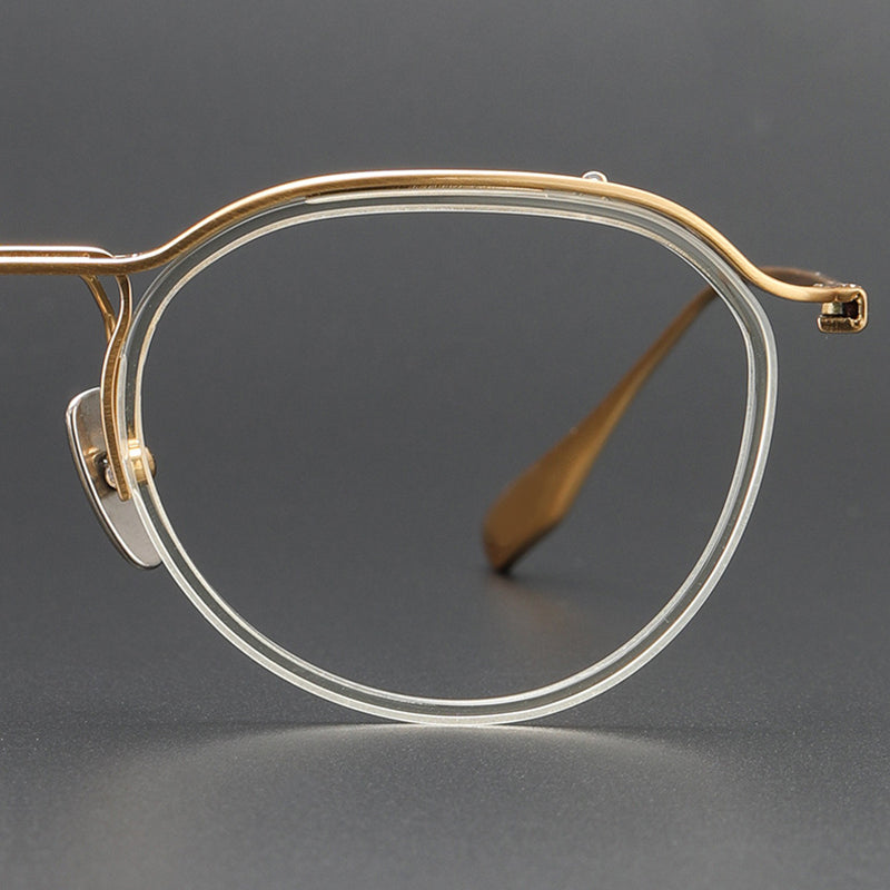 TXOME Round Titanium Clear Frame Glasses