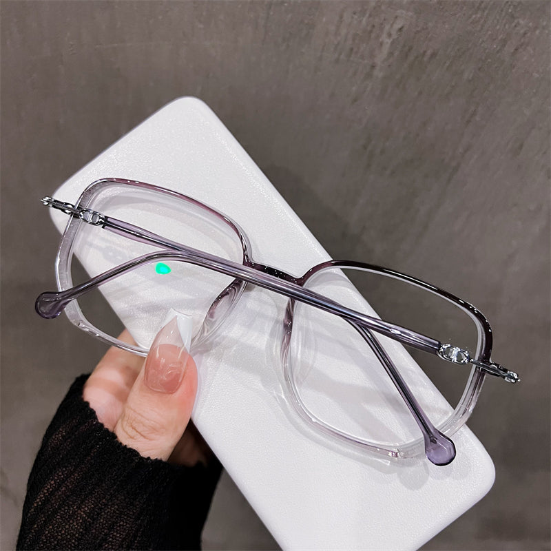 TXOME Purple Lucky Vintage Bling Clear Big Frame Glasses
