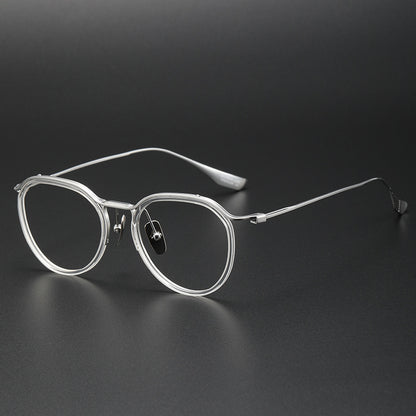 TXOME Round Titanium Clear Glasses -TXOME