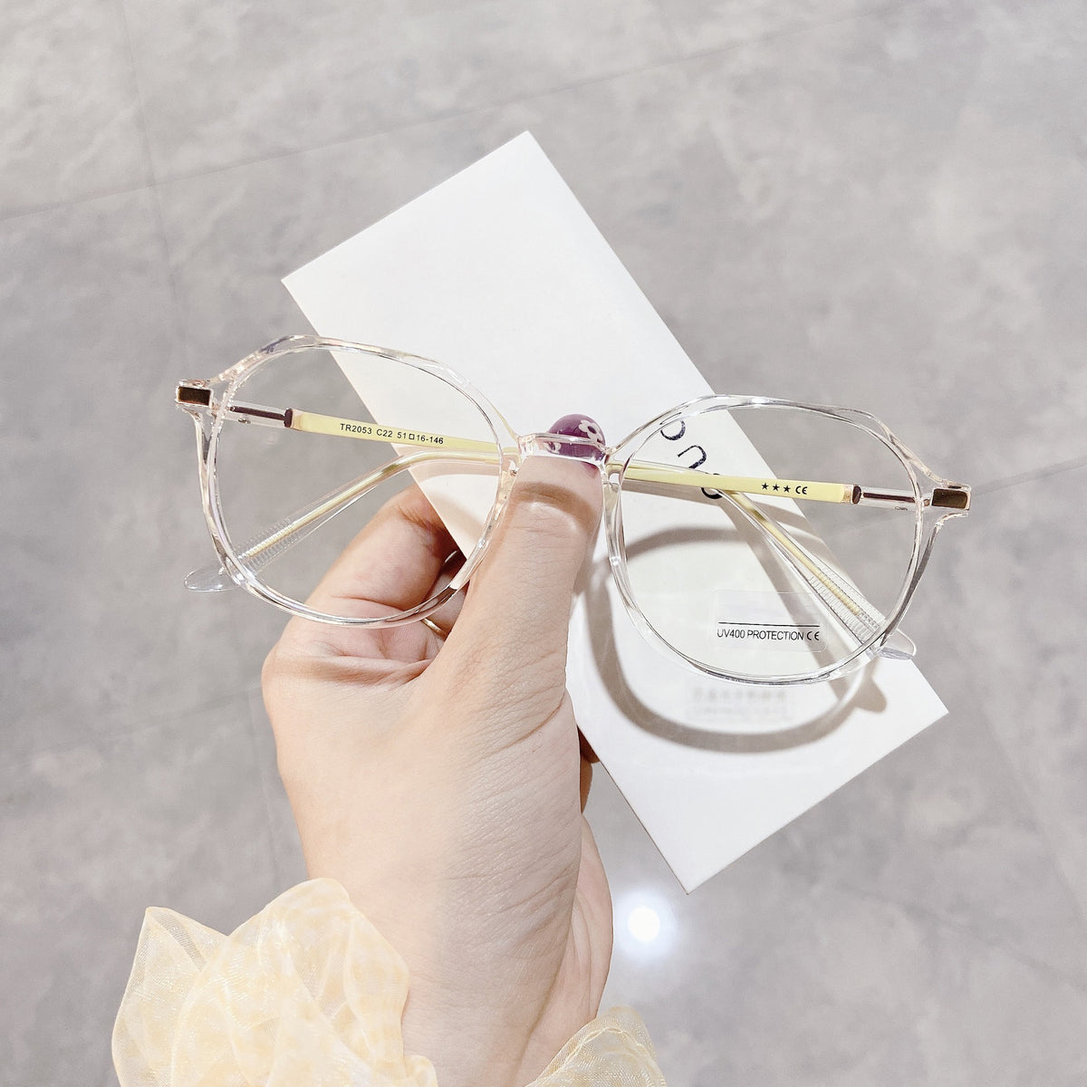 Round Polygon Frame clear glasses Elva Polygon Silver Eyeglasses | GlassesShop main image 3